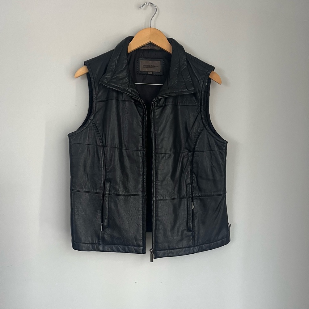 Brandon Thomas 100% Genuine Leather Vest Full Zip Size Large